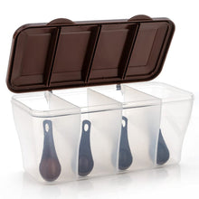 Kitchen Airtight 4-Section Storage Container / Pickle Jar with 4 Spoons (1 Pc / Mix Color)